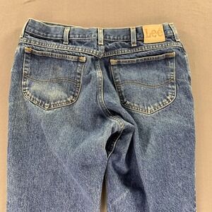 Vintage Lee Jeans Mens 34x29 Blue Denim Straight Leg Zip Fly Classic Workwear